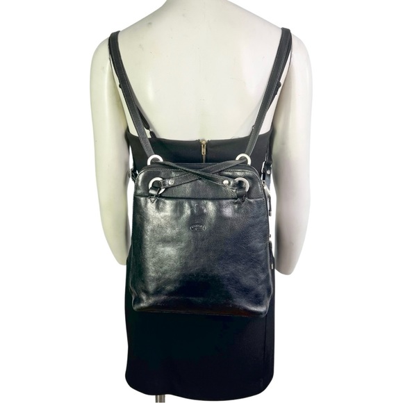 Vintage Handbags - KATANA BLACK LEATHER BACKPACK SHOULDER BAG ADJUSTABLE VINTAGE BAG 2 in 1